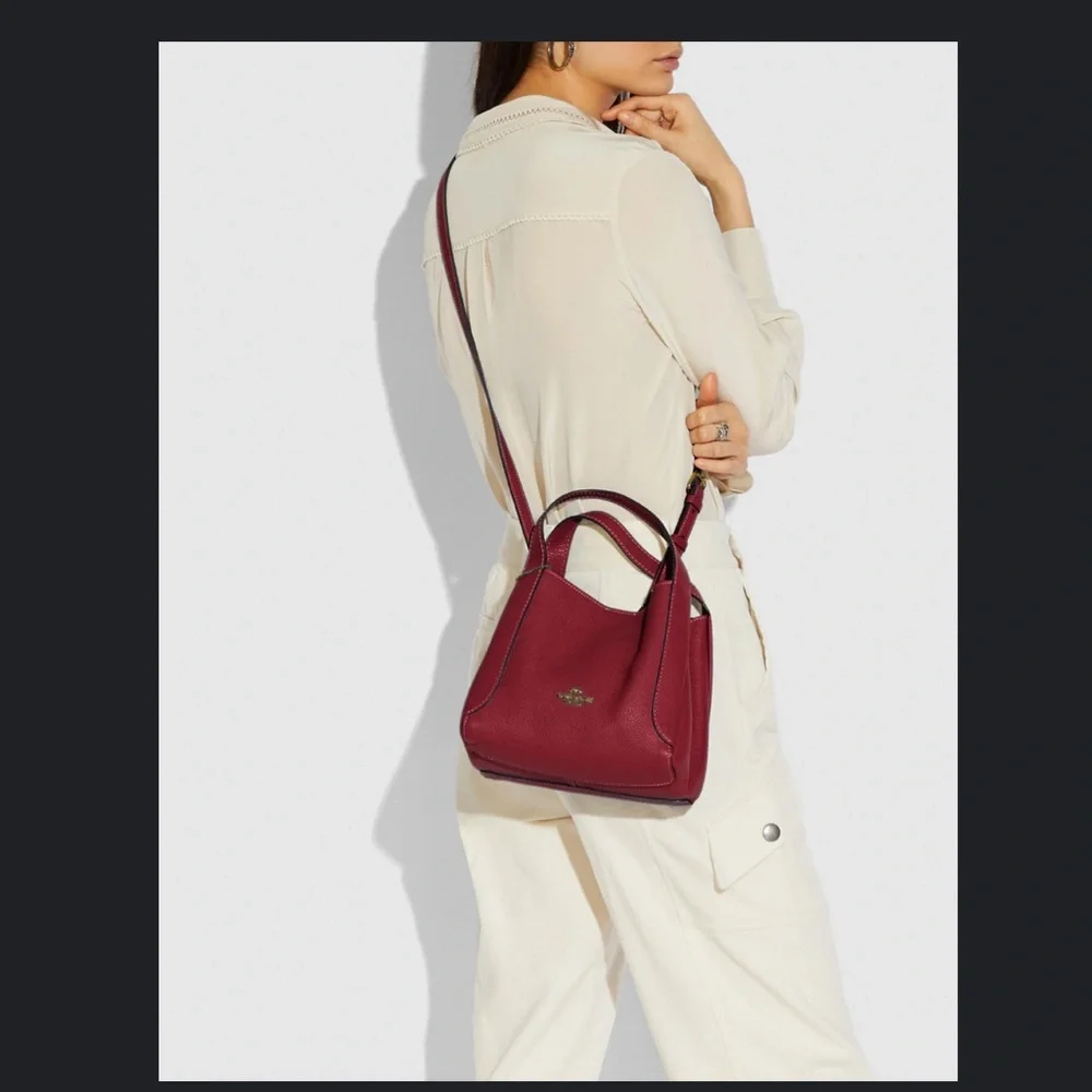 Coach Hadley 21 Hobo Crossbody Purse Satchel Deep Red New NWT